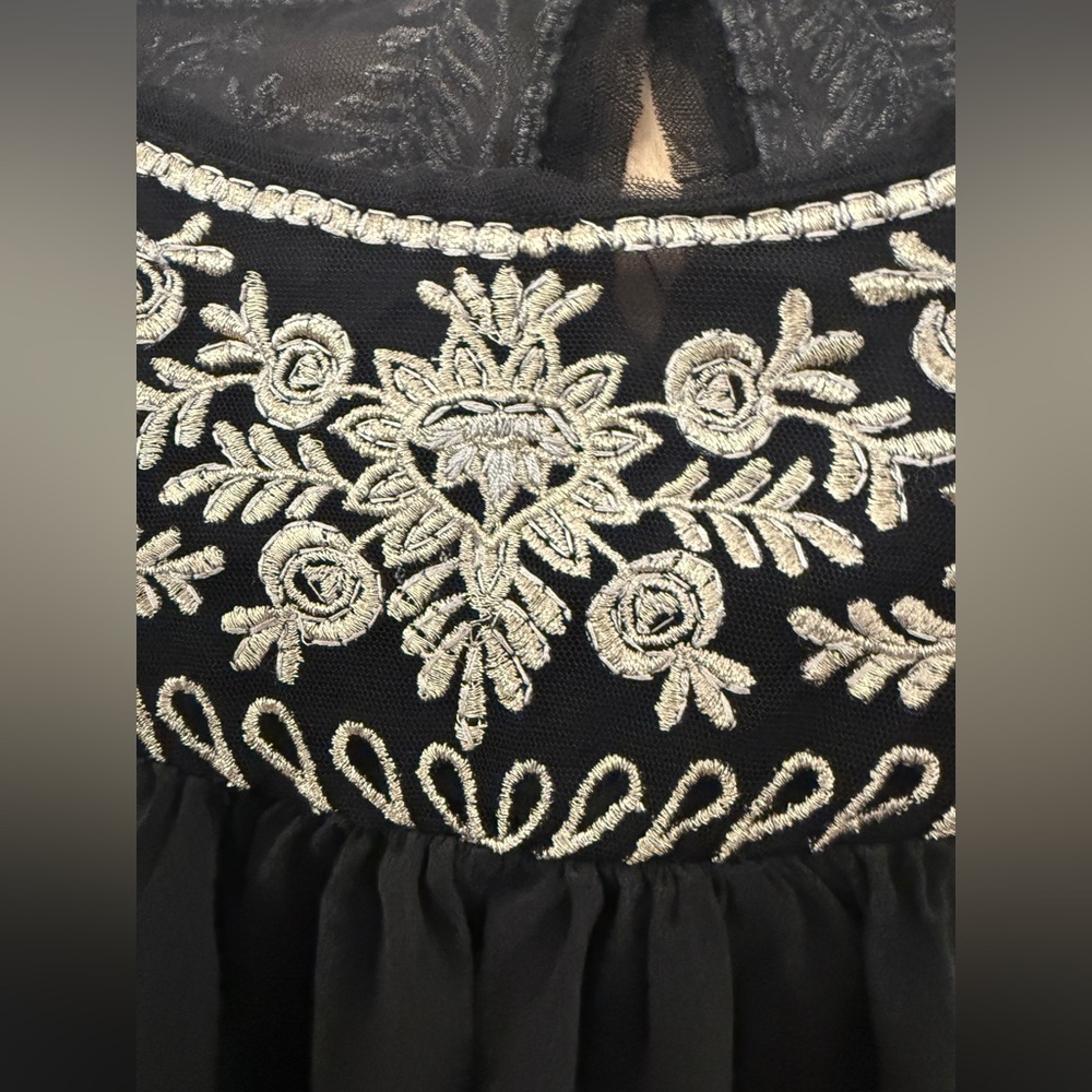 Calypso St Barth Black Embroidered Peasant Top - Picture 10 of 13